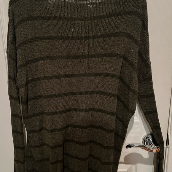 Green and black striped long sleeve sweater. Made by Sis Sis size large - Picture 4 of 4